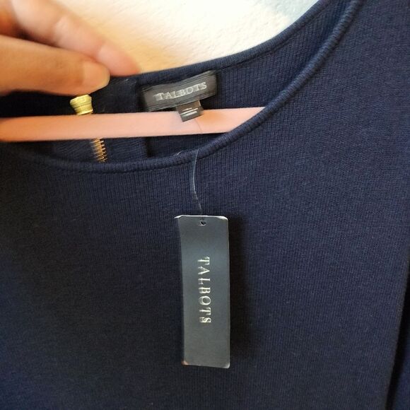 NWT Talbots Blue Long Sleeve Skater Sweater Dress Sz M - Picture 3 of 7